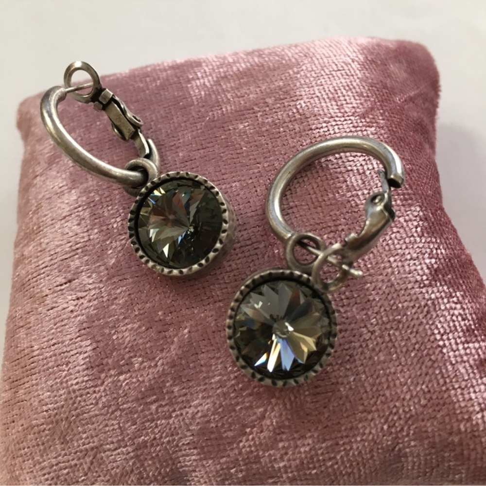 Joseph Danon silver Swarovski Rivoli crystal versatile hoop earrings